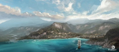 Arriving concept art from Assassin's Creed IV: Black Flag by Martin Deschambault