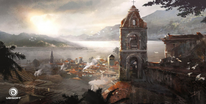 Church Tower concept art from Assassin's Creed IV: Black Flag by Donglu Yu