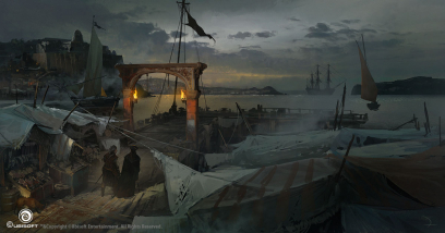 Late Night Stroll concept art from Assassin's Creed IV: Black Flag by Martin Deschambault