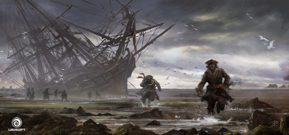 Making A Run For It concept art from Assassin's Creed IV: Black Flag by Donglu Yu