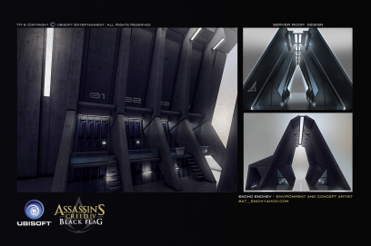 Server Room Design concept art from Assassin's Creed IV: Black Flag by Encho Enchev