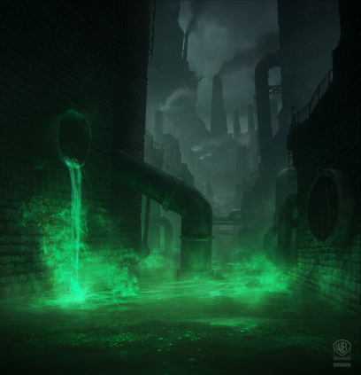 Sewer concept art from Batman: Arkham Origins by Daniel Kvasznicza
