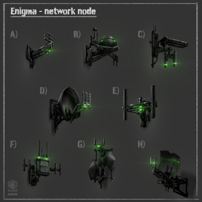 Enigma Network Node concept art from Batman: Arkham Origins by Daniel Kvasznicza