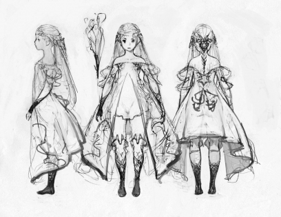 Agnes Oblige Sketch concept art from the video game Bravely Default