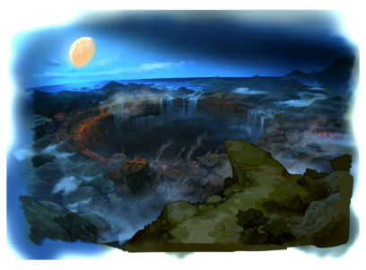 Crater concept art from the video game Bravely Default