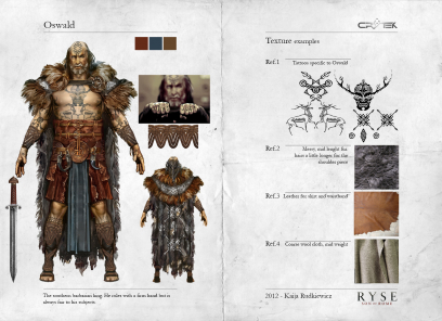 Oswald concept art from the video game Ryse: Son of Rome by Kaija Rudkiewicz
