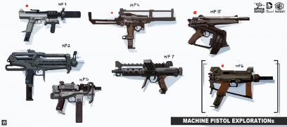 Machine Pistol Explorations concept art from the video game Batman: Arkham Origins by Georgi Simeonov