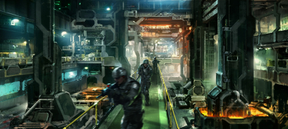 Factory Assault concept art from the video game Outrise