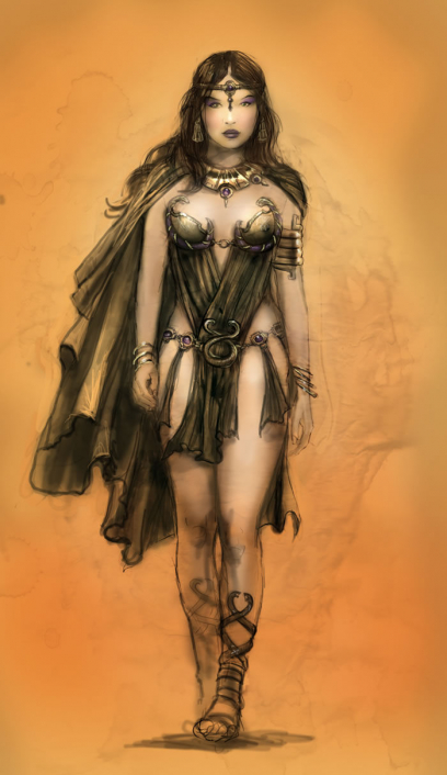 Female Mage concept art from the video game Age of Conan: Unchained
