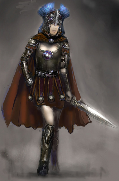 Female Soldier concept art from the video game Age of Conan: Unchained