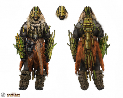 Armoured Apeman concept art from the video game Age of Conan: Unchained by Ville-Valtteri Kinnunen