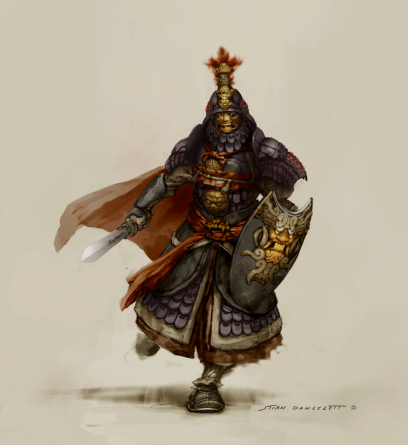 Last Legion Warrior concept art from the video game Age of Conan: Unchained by Stian Dahlslett