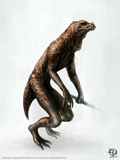 Lizard Man concept art from the video game Age of Conan: Unchained by Grant Regan