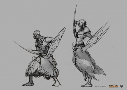 Tribal Kushite concept art from the video game Age of Conan: Unchained by Stian Dahlslett