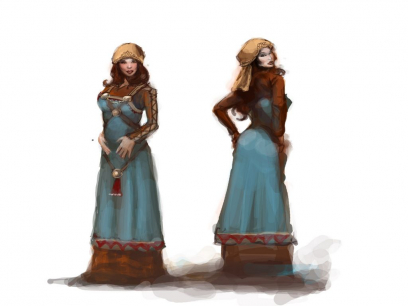 Female NPC Clothes concept art from the video game Age of Conan: Unchained