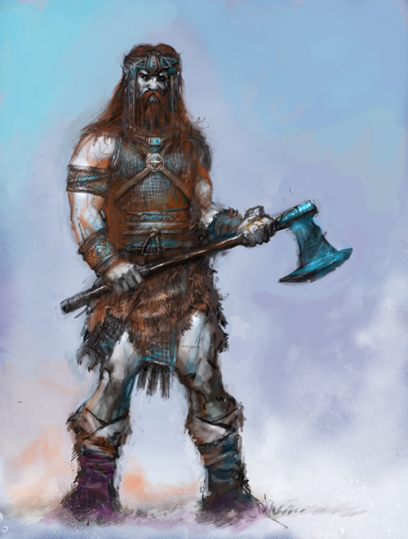 Vanir Male Warrior concept art from the video game Age of Conan: Unchained