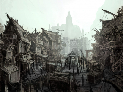 Barracks Square concept art from the video game Age of Conan: Unchained
