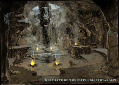 Cave Of The Eighlophian Picts concept art from the video game Age of Conan: Unchained