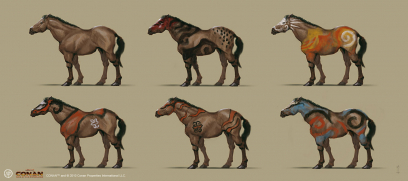 Warpainted Horses concept art from the video game Age of Conan: Unchained by Alex Tornberg