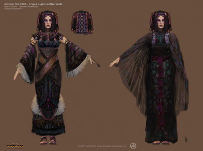 Female Stygian Light Leather concept art from the video game Age of Conan: Unchained by Torstein Nordstrand