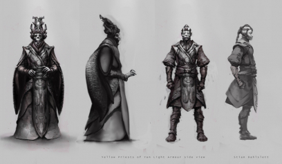 Yellow Priests Of Yun Light Armour concept art from the video game Age of Conan: Unchained by Stian Dahlslett