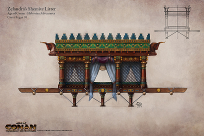 Zelandra's Shemite Litter concept art from the video game Age of Conan: Unchained by Grant Regan