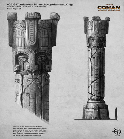 Atlantean Pillars concept art from the video game Age of Conan: Unchained by Grant Regan