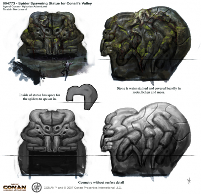 Conalls Valley Spider Spawning Statue concept art from the video game Age of Conan: Unchained by Torstein Nordstrand