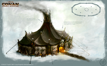 Hyperborean Uber Tent concept art from the video game Age of Conan: Unchained by Alex Tornberg