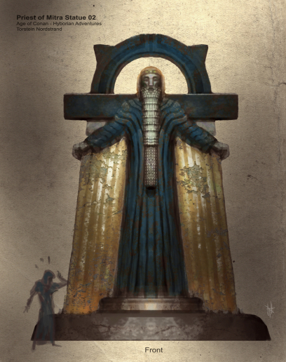 Priest Of Mitra Statue concept art from the video game Age of Conan: Unchained by Torstein Nordstrand