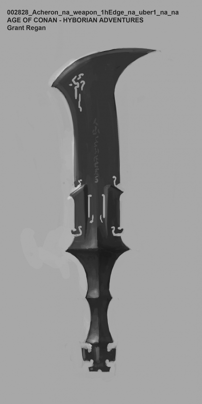 1 Handed Acheronian Sword concept art from the video game Age of Conan: Unchained by Grant Regan