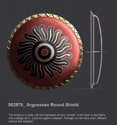 Argossean Round Shield concept art from the video game Age of Conan: Unchained