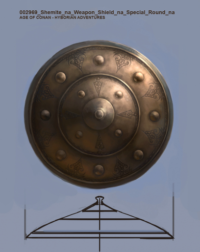 Shemite Weapon Shield concept art from the video game Age of Conan: Unchained
