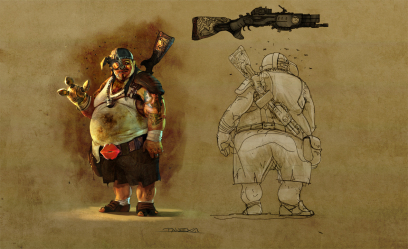 Pigsy concept art from the video game Enslaved: Odyssey to the West by Alessandro Taini