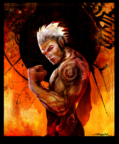 Flexing Monkey concept art from the video game Enslaved: Odyssey to the West by Alessandro Taini