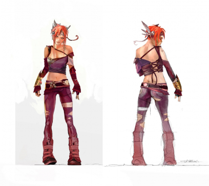 Early Trip Front Back Concept art from the video game Enslaved: Odyssey to the West by Alessandro Taini