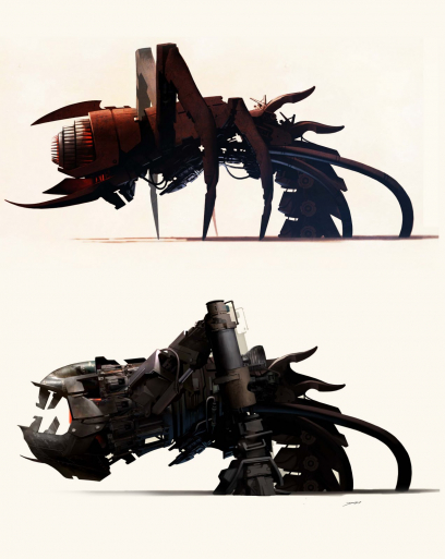 Turret Design concept art from the video game Enslaved: Odyssey to the West by David Brochard