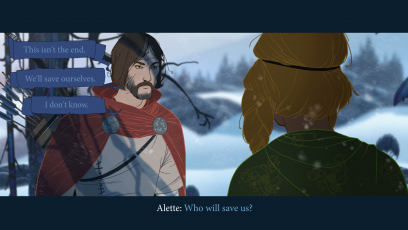 Conversation concept art from the video game The Banner Saga by Arnie Jorgensen