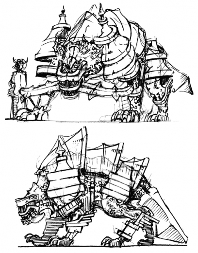 Unused Colossus Sketch concept art from the video game Shadow of the Colossus