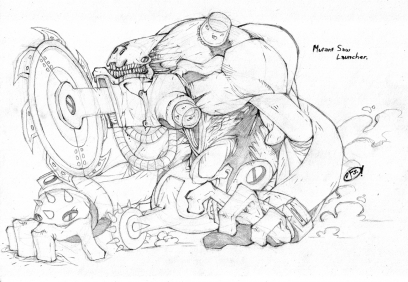 Mutant Saw Launcher concept art from the video game Dungeon Runners
