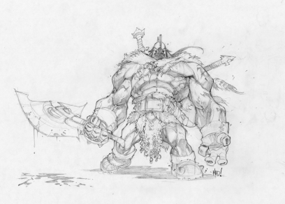 Orok concept art from the video game Dungeon Runners by Joe Madureira