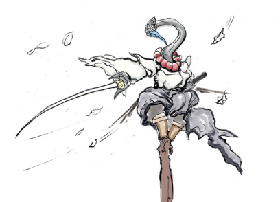 Crow Tengu concept art from the video game Okami
