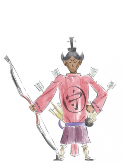 Emperors Guard concept art from the video game Okami