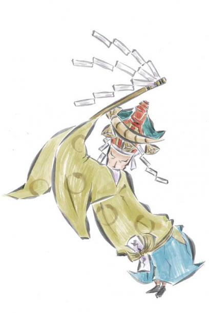 Mika concept art from the video game Okami