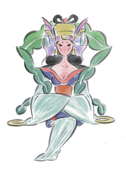 Otohime concept art from the video game Okami