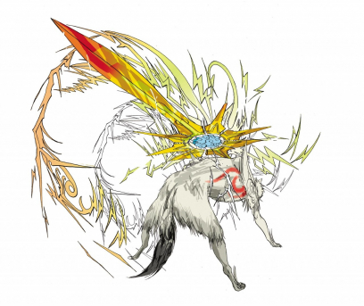Thunder Edge concept art from the video game Okami
