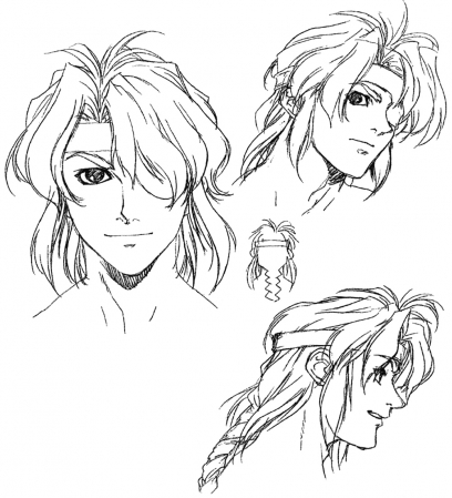 Bart Face Sketches concept art from the video game Xenogears