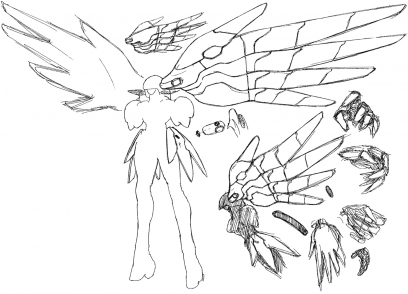 Crescens Wings concept art from the video game Xenogears