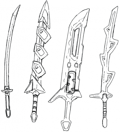 Fenrir Swords concept art from the video game Xenogears
