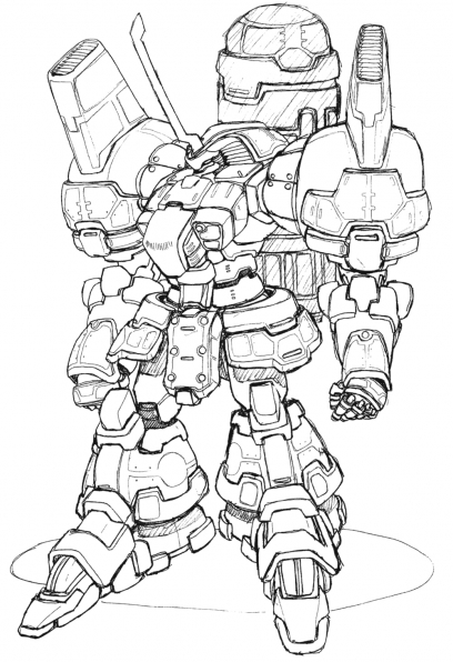 Seibzehn Rough concept art from the video game Xenogears